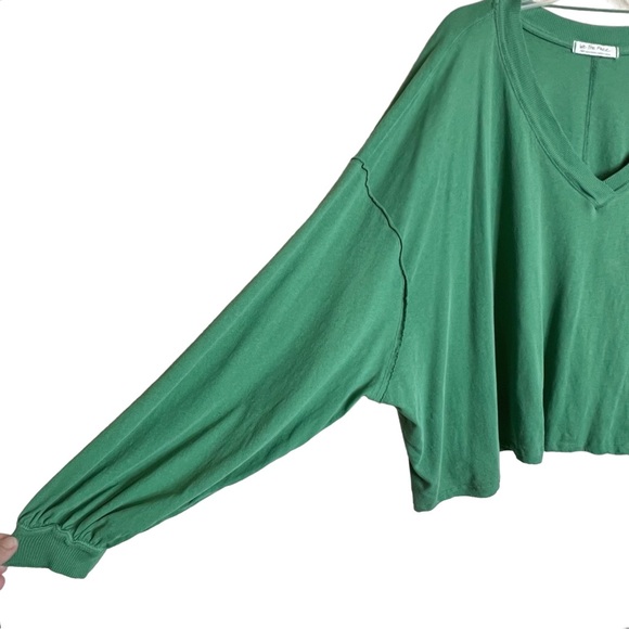 Free People We the Free Buffy T Shirt Size L Womens Green Oversize Cropped - Picture 3 of 8